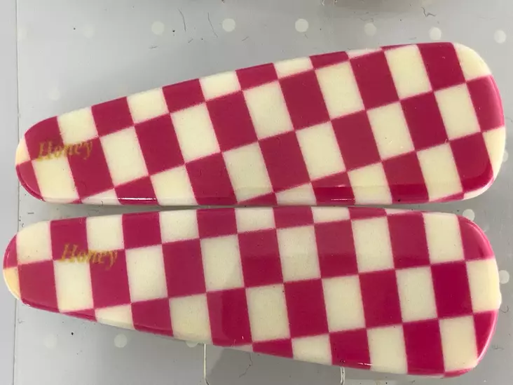 Hiuspinnit, ruutu pinkki/valk. 2 kpl - Hiuskoristeet - PIN222 - 1