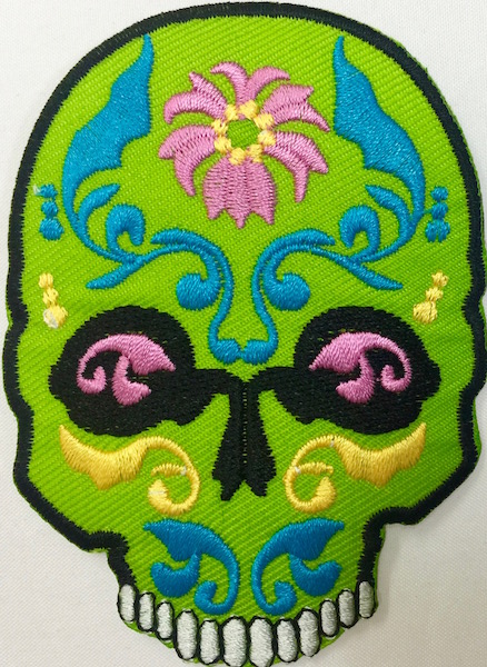 Kangasmerkki, Sugar Skull, vihreä - Kangasmerkit - K1232 - 1