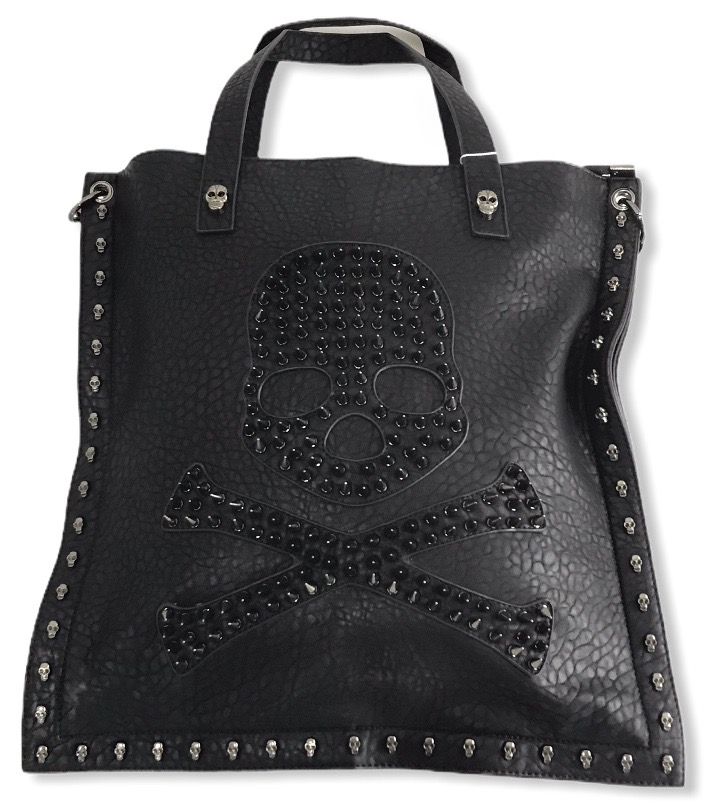 Käsilaukku niittipääkallo, musta - Laukut - NL792 - 1