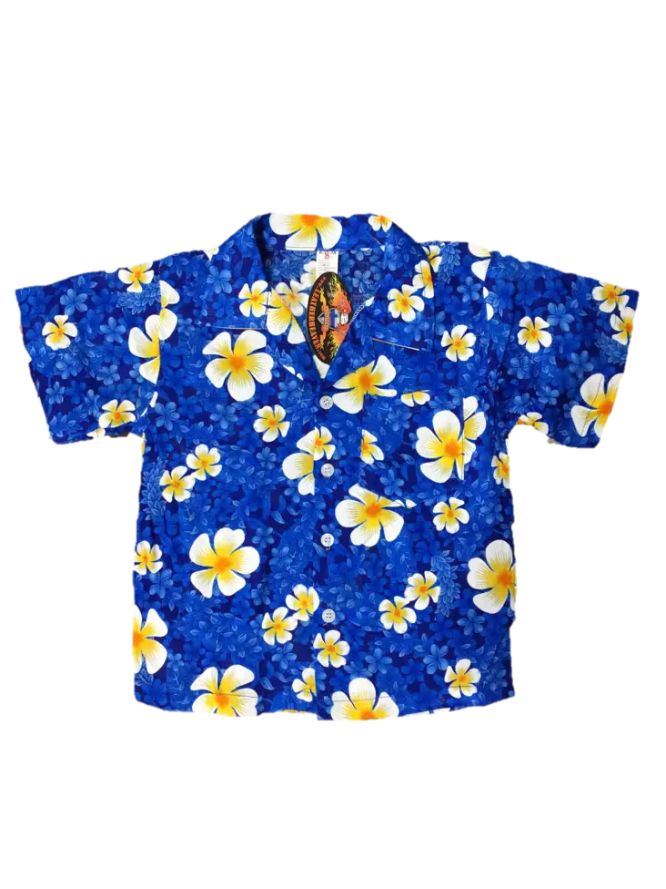 Lasten Havaijipaita, Sininen, valko-kelt - T-paidat - KID452 - 1