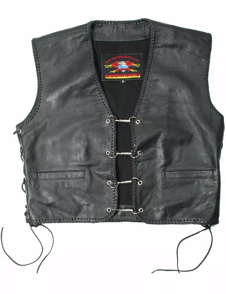 Nahkaliivi, Biker liivi punotut reunat - Nahkaliivit - LI2 - 1