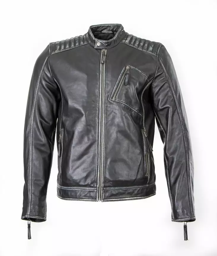 Nahkatakki musta saumoista kulutettu - Nahkatakit - T442 - 1