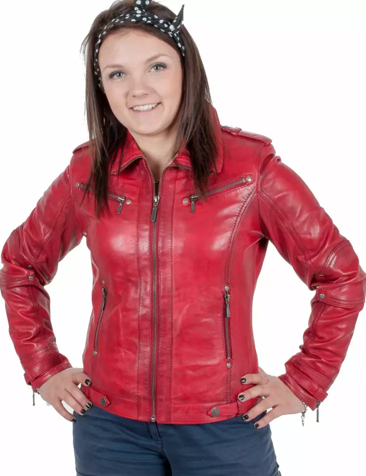 Nahkatakki, Veena, punainen - Nahkatakit ja -liivit - T332 - 1