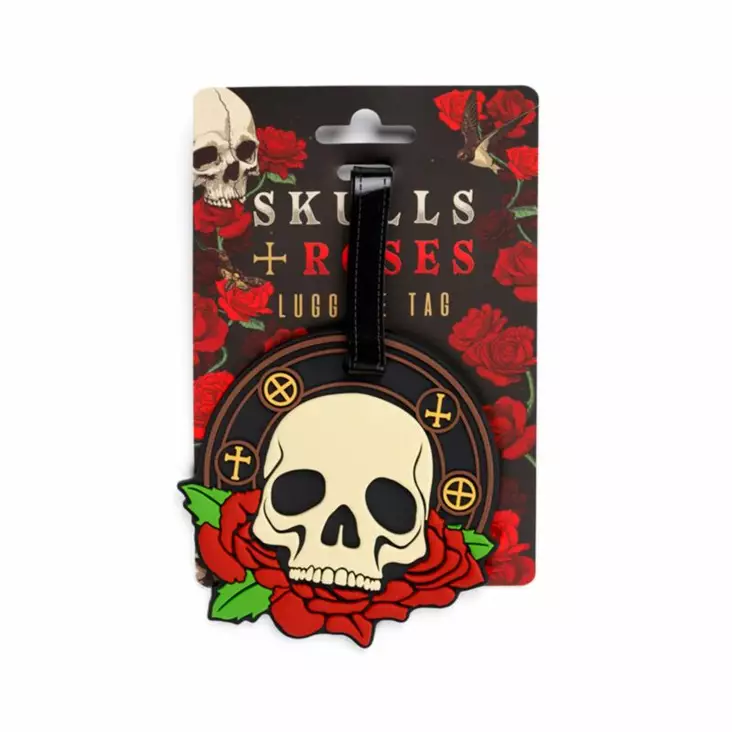Nimilappu Skulls and Roses 9,5 x 9,5 cm - Oheistuotteet - PRT1442 - 1