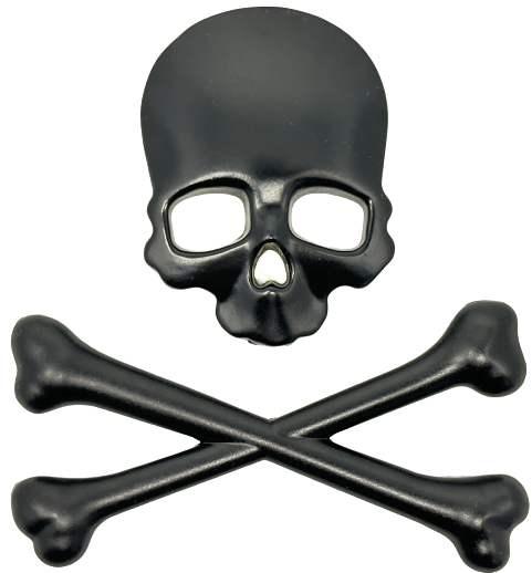 Pääkallo ja luut mattamusta alumiinia - Tarrat - TAR322 - 1