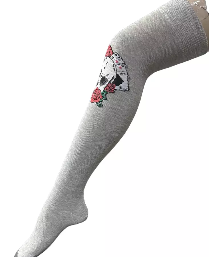 Pitkät sukat 38/41 Pokerikallo harmaa - Sukat - SU312 - 1