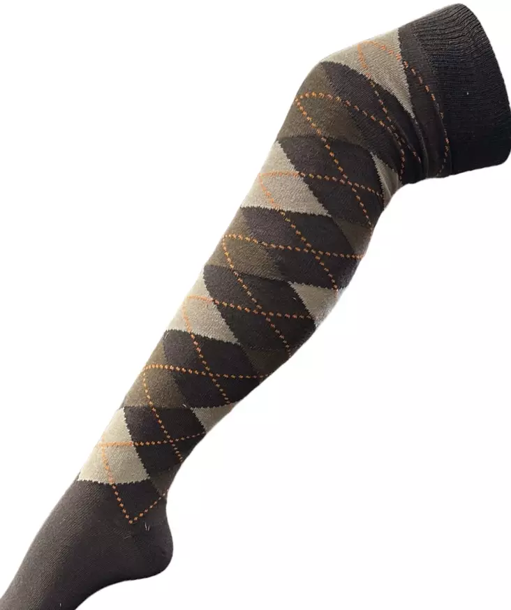 Pitkät sukat 38/41 ruskea ruutu - Sukat - SU292 - 1