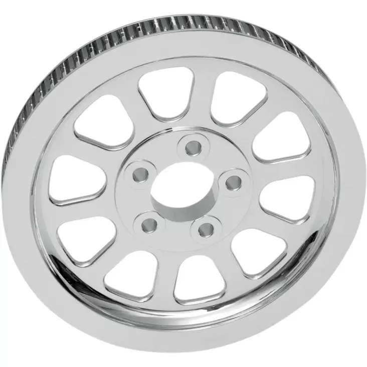 REAR BELT PULLEY 10-SPOKE CHROME 66T - Rattaat ja hihnapyörät - 12010542 - 1
