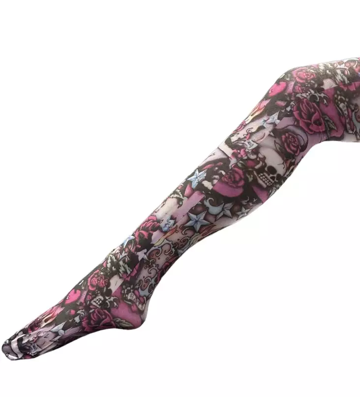 Sukkahousut Pink Skull Tattoo - Sukkahousut - SU272 - 1