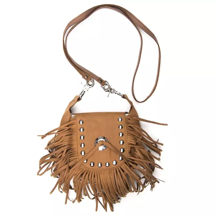 Vyölenkkilaukku ruskea, hapsut ja concho - Laukut - MAS72 - 1