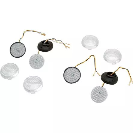 LED TURN SIGNAL CONVERSION DEUCE-STYLE AMBER DUAL-FUNCTION FRONT CLEAR HONEYCOMB LENS - Polttimot - 20600013 - 1