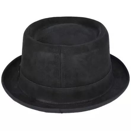 Nahkainen Pork Pie hattu, musta - Hatut - HAT183 - 2
