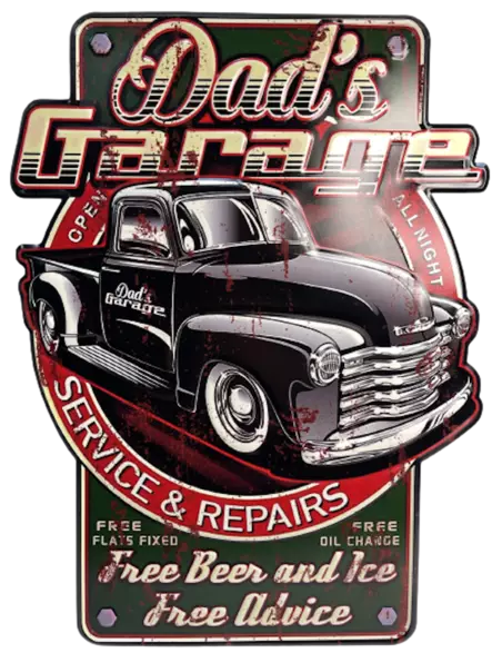 Peltikyltti ISO Dads Garage musta pickup - Taulut, kehykset - PELT273 - 1