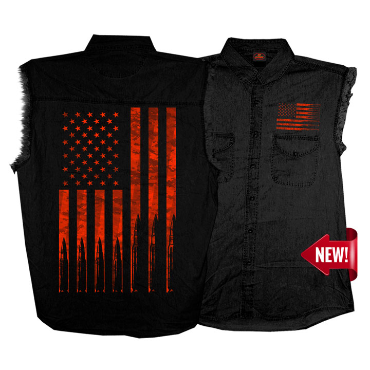 Farkkuliivi, Hot Leathers, Flag Bullets - Hihattomat paidat - LI43 - 1