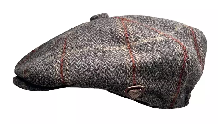 Flatcap 8-panel,tweedruutu harmaanruskea - Flat Capit - LC823 - 1