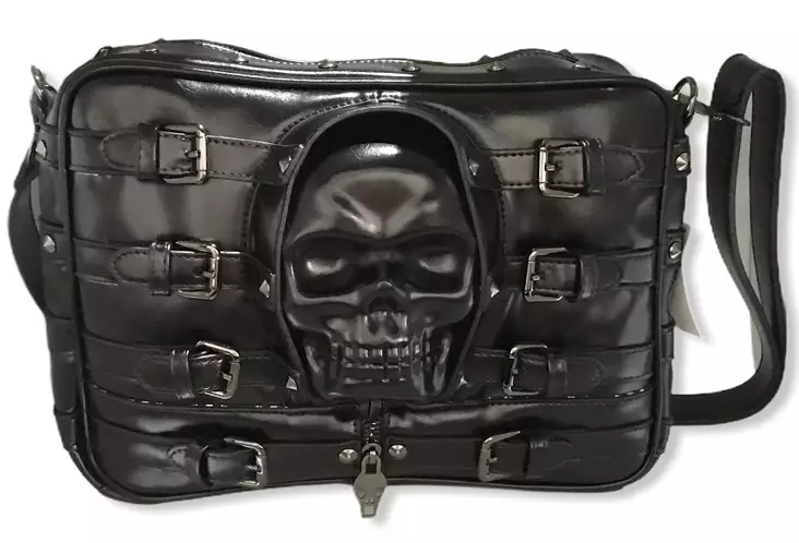 Käsilaukku 3D-kallo, musta - Laukut - NL793 - 2