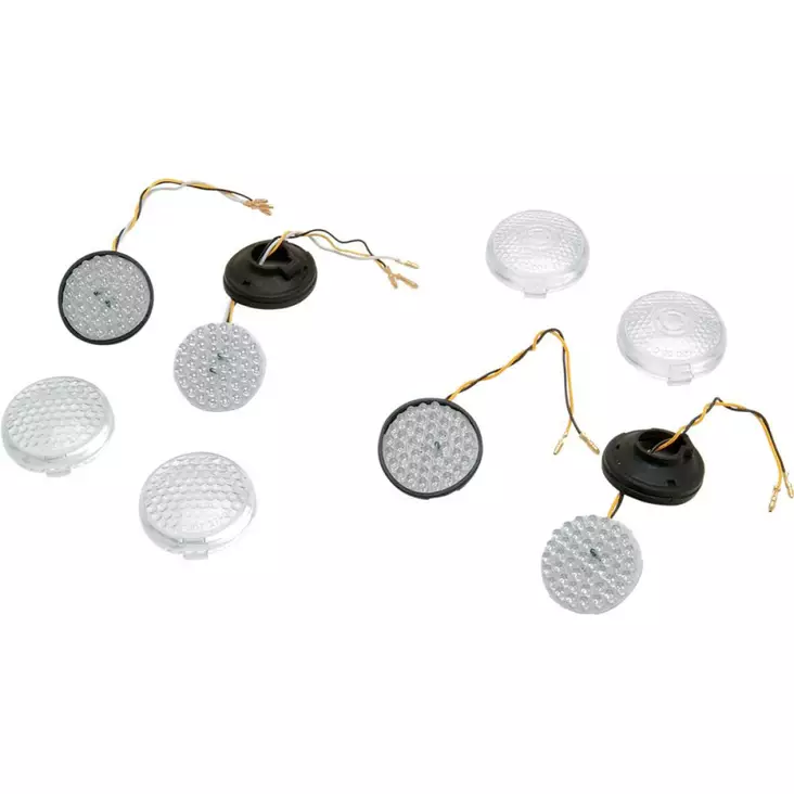 LED TURN SIGNAL CONVERSION DEUCE-STYLE AMBER DUAL-FUNCTION FRONT CLEAR HONEYCOMB LENS - Polttimot - 20600013 - 1