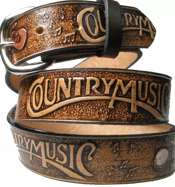 Nahkavyö country Music naturel ruskea - Nahkavyöt - KV203 - 1