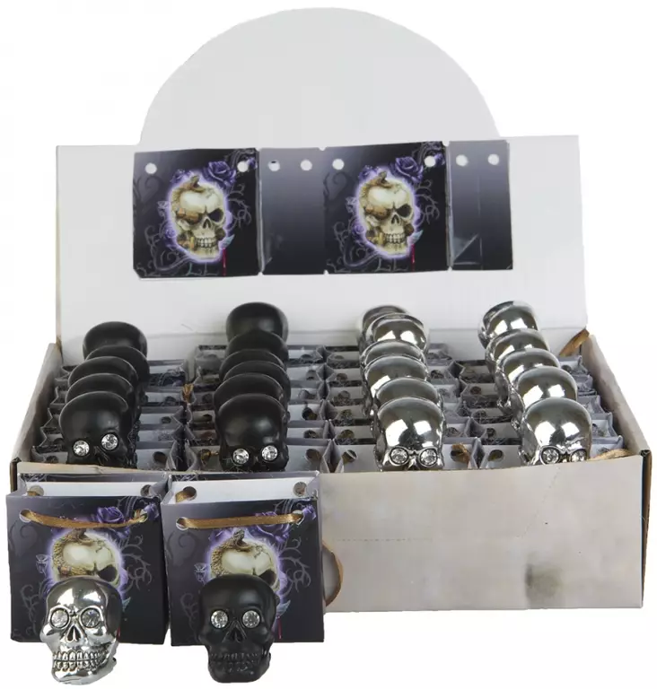 Pääkallo kassissa 3,5cm - Kallot, Halloweenrekvisiitta - HOR143 - 1