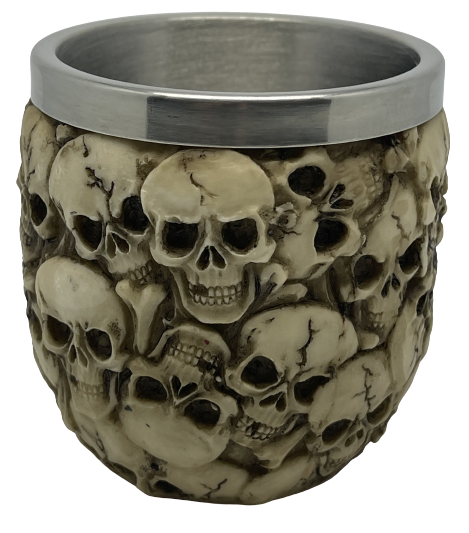 Pääkallomiki teräs sisusta noin 8X8cm - Kallot, Halloweenrekvisiitta - HOR243 - 1