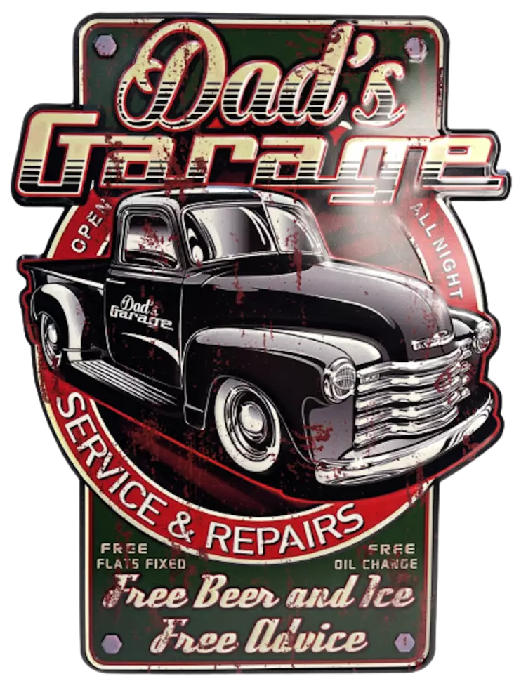 Peltikyltti ISO Dads Garage musta pickup - Taulut, kehykset - PELT273 - 1