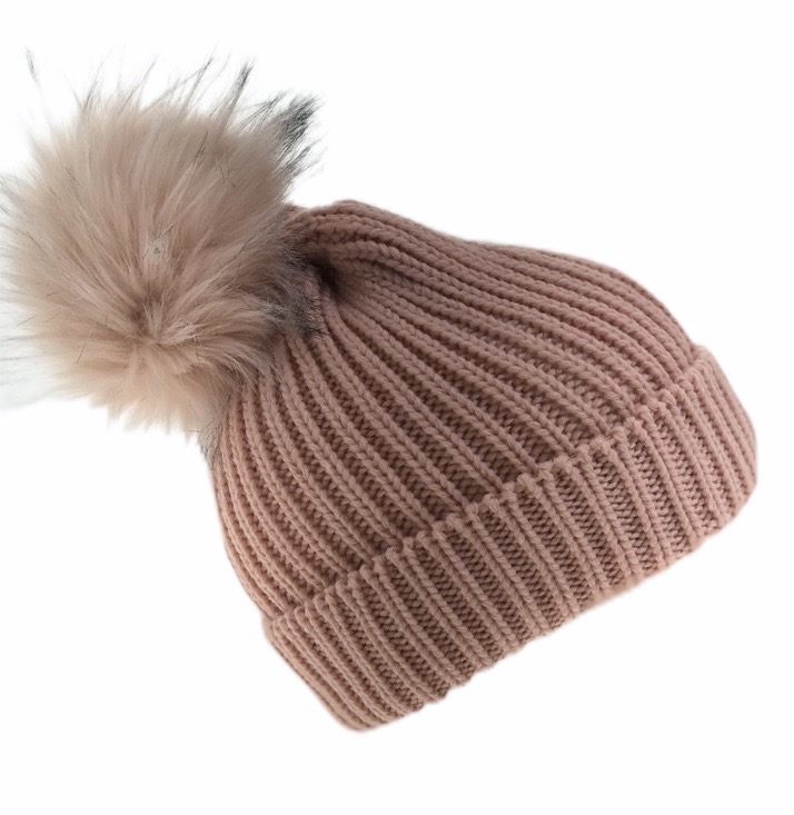 Pipo roosa, kääntöreuna neulepipo - Pipot - PI523 - 1