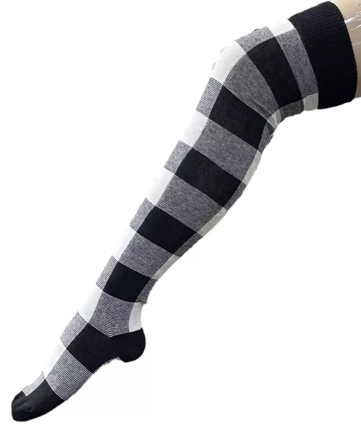 Pitkät sukat 38/41 Valkomusta ruutu - Sukat - SU303 - 1