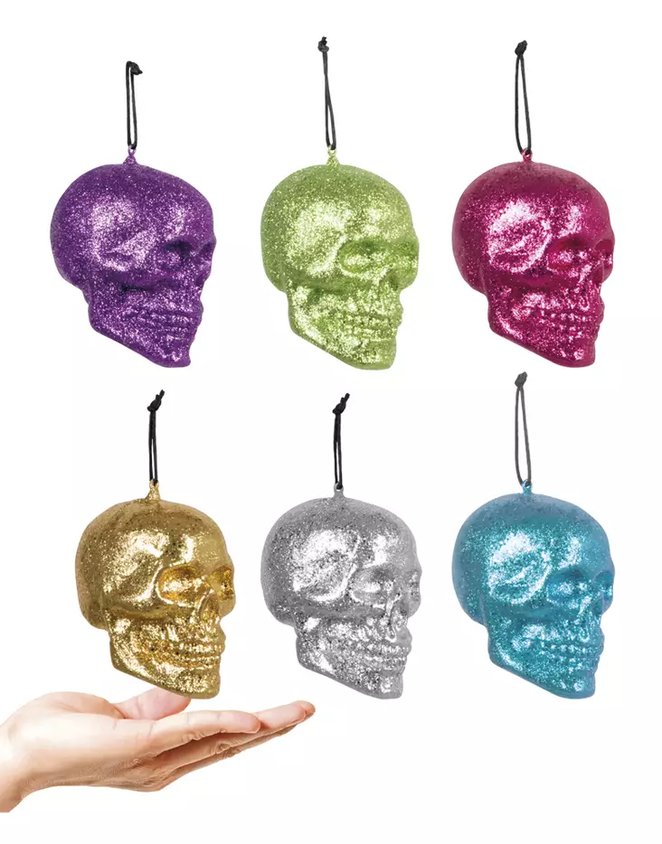 Roikkuva Glitter-kallo - Kallot, Halloweenrekvisiitta - HOR193 - 1