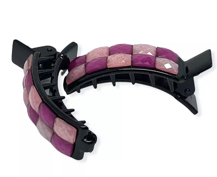 Ruutu-klipsupinni pinkkiruutu - Hiuskoristeet - PIN363 - 1