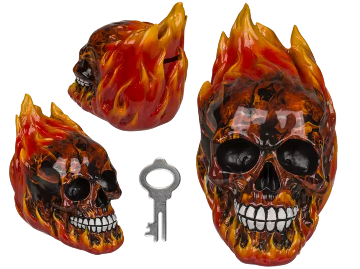 Säästölipas Liekkikallo - Kallot, Halloweenrekvisiitta - HOR253 - 1