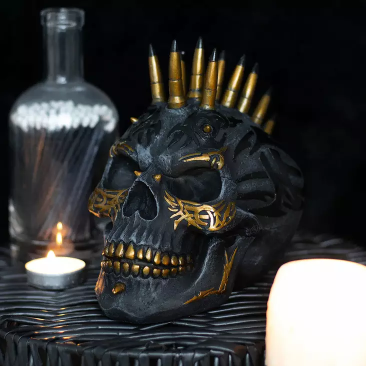 Spiral luotikallo BLACK GOLD - Kallot, Halloweenrekvisiitta - SPI293 - 1