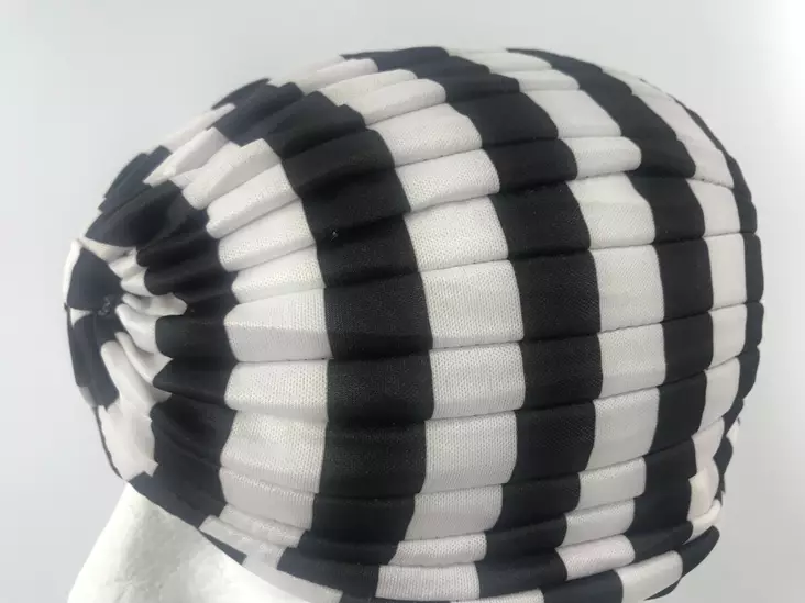 Turbaani, mustavalkoraita - Hiuskoristeet - HAT73 - 1