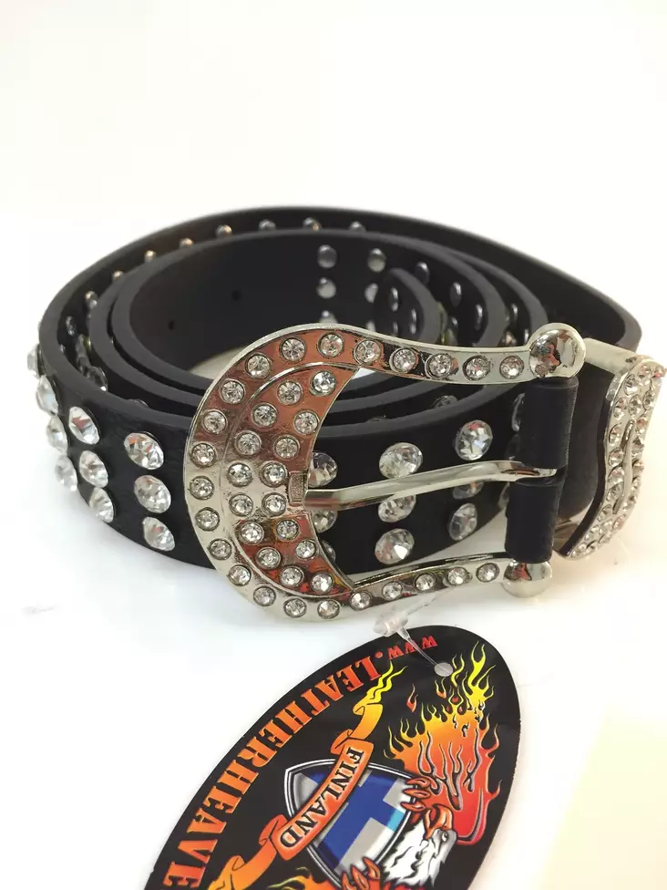 Vyö, Zirkoneilla, 3 riv. - Nahkavyöt - KV133 - 1