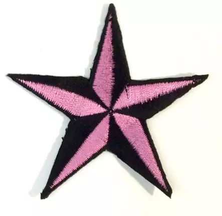 Kangasmerkki, Nautical star pinkki 7,5cm - Kangasmerkit - K854 - 1