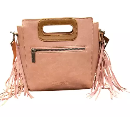 Käsilaukku hapsuilla, vaal.pun. - Laukut - NL914 - 2