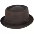 Hattu Pork Pie leather look, ruskea - Hatut - HAT184 - 1