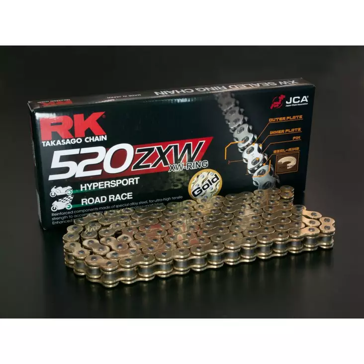 GB520ZXW 94 LINK 520 XW-RING CHAIN / GOLD/BLACK / STEEL - Ketjut ja ketjulinkit - 12231274 - 1