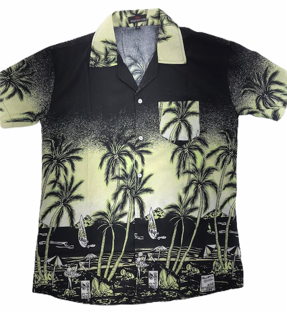 Havaijipaita palmut, mustabeige - Kauluspaidat - KP234 - 1