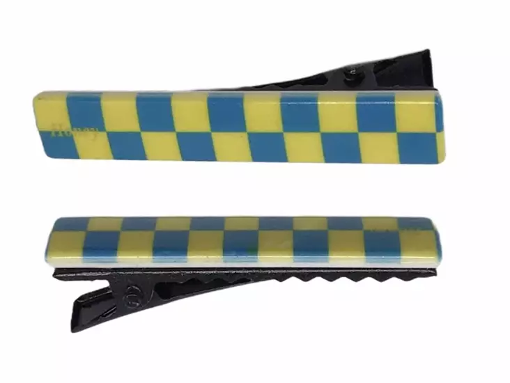 Hiusklipsi, ralliruutu sini/kelt. 2 kpl - Hiuskoristeet - PIN264 - 1