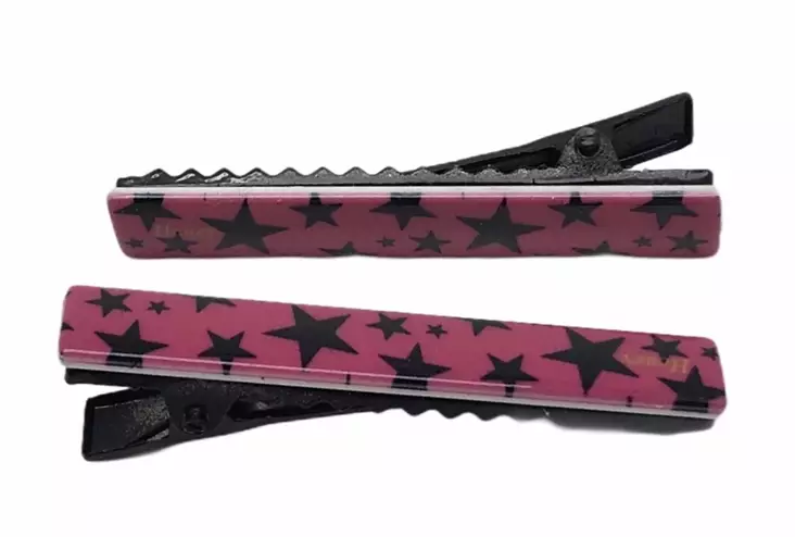 Hiusklipsi Tähti, pinkki/musta, 2 kpl - Hiuskoristeet - PIN274 - 1