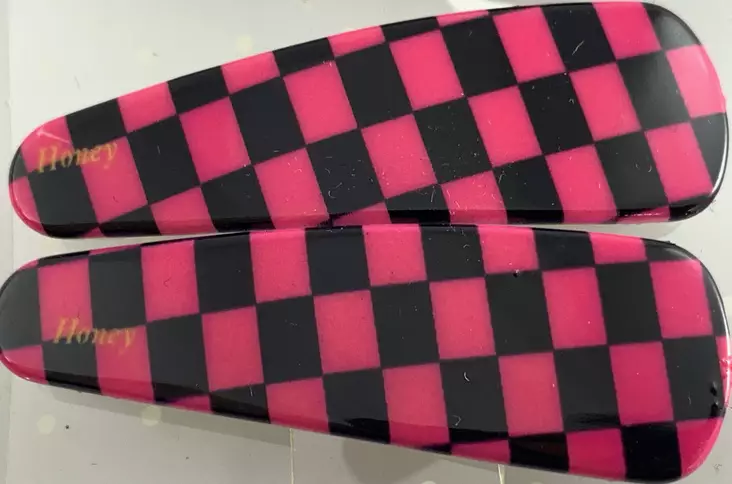 Hiuspinnit, ruutu pinkki/musta 2 kpl - Hiuskoristeet - PIN214 - 1