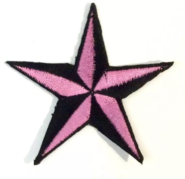 Kangasmerkki, Nautical star pinkki 7,5cm - Kangasmerkit - K854 - 1