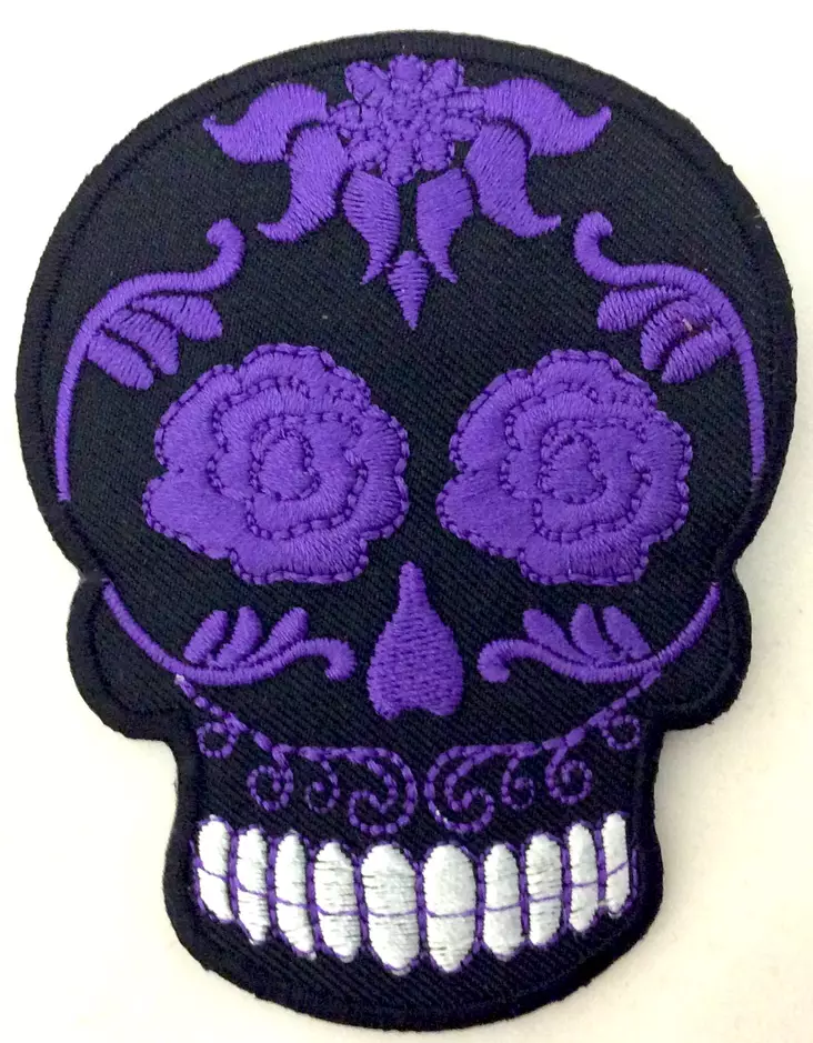 Kangasmerkki, Sugar Skull violetti - Kangasmerkit - K1374 - 1