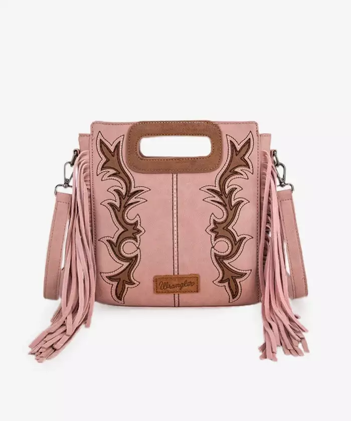 Käsilaukku hapsuilla, vaal.pun. - Laukut - NL914 - 1