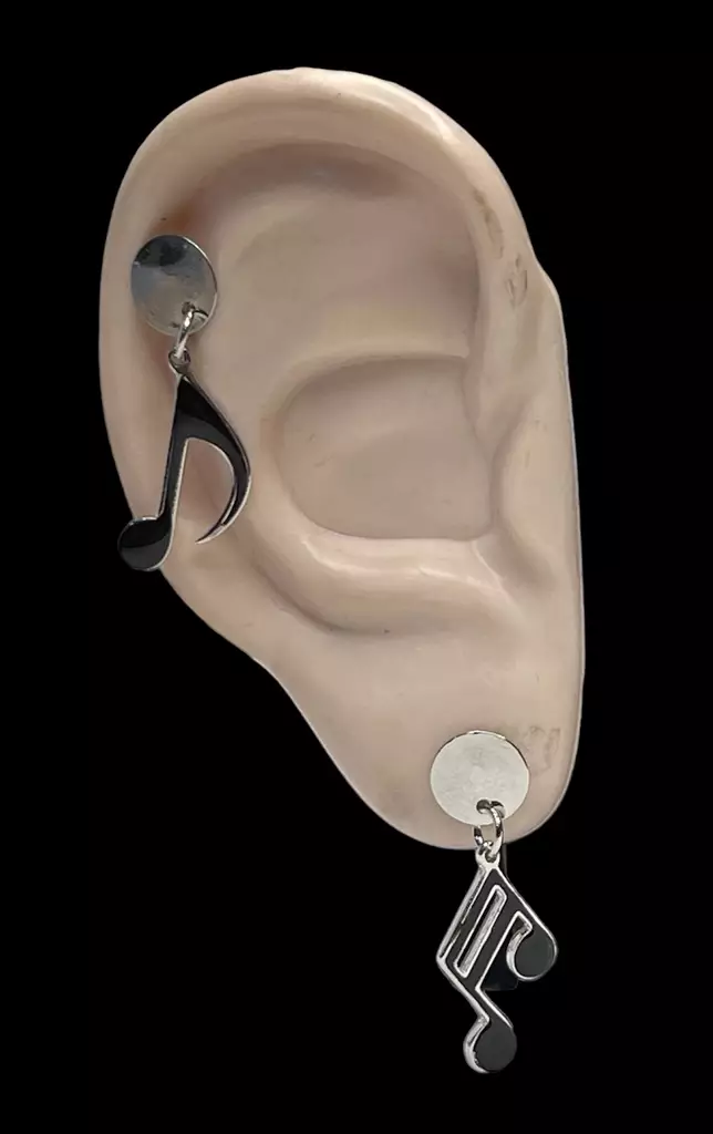 Korvakorut Nuotit, musta emali - Korvakorut - KRV174 - 1