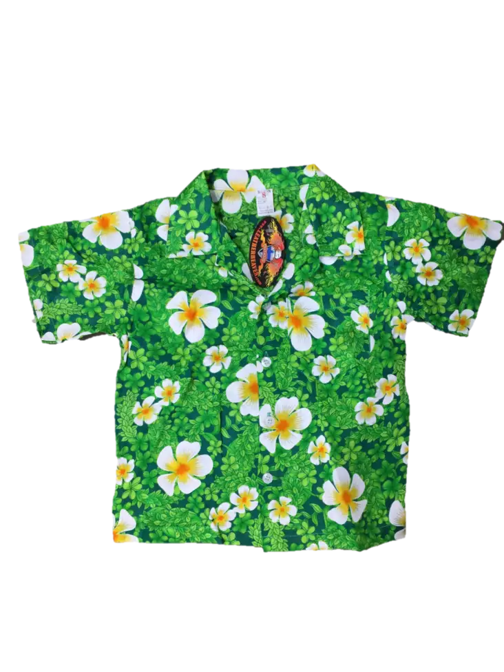 Lasten Havaijipaita, Vihreä, valko-kel - T-paidat - KID454 - 1