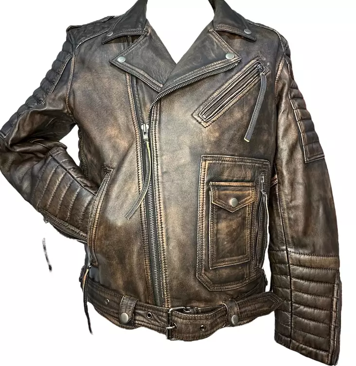 Nahkatakki Brown Biker Jacket - Nahkatakit - T604 - 1