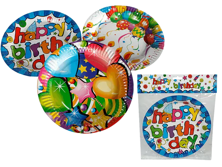 Paperilautanen, Happy Birthday 6 kpl - Keittiötarvikkeet - PRT794 - 1