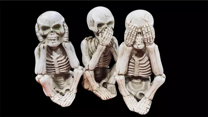 Pikkuluuranko, No Say, No Hear, No See - Kallot, Halloweenrekvisiitta - HOR734 - 1