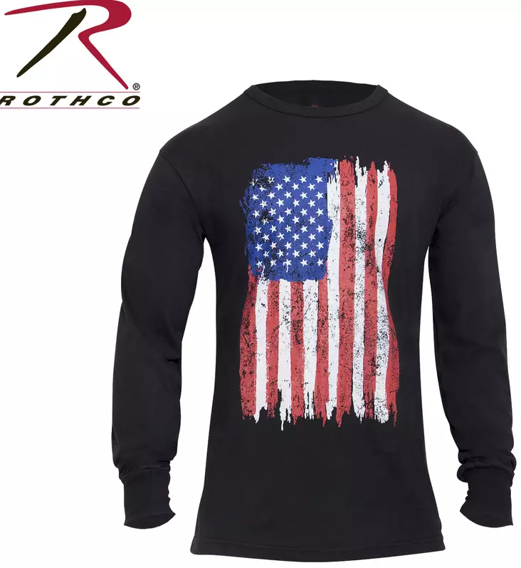 Pitkähiha USA lippu edessä ja hihassa - Pitkähihaiset paidat - ROT94 - 1